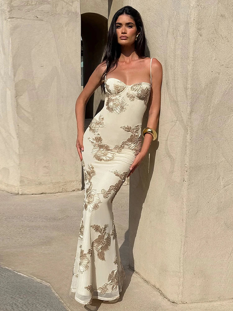Cutenew Trend Sleeveless Women Maxi Dresses Fashion Sexy Suspendency Low Neck Backless Bandage Bodycon Female Party Long Robe