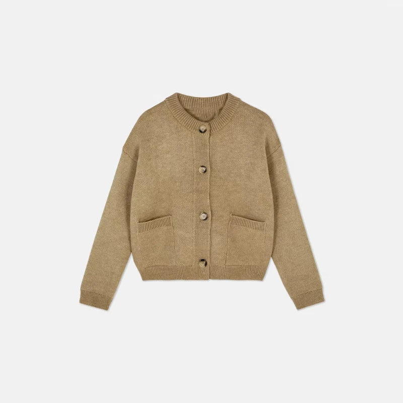Casual Solid Knitted Sweaters Women Full Sleeve O-neck Loose Single Breasted Sweater Open Stitch Female 2025 Autumn Lady Outwear