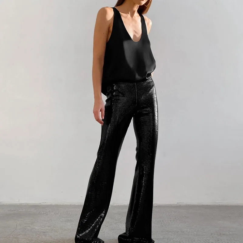 Solid Color Basic U-Neck Vest for Women Summer Loose Sleeveless Satin Tank Tops Woman 2025 Trend Streetwear All-Match Camisole